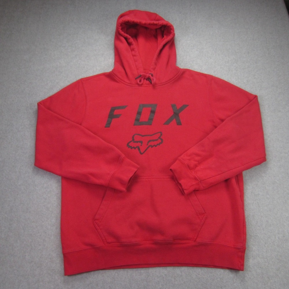 Fox Racing Hoodie‎ Mens Medium Red Pullover Legacy Fox Head Sweatshirt Logo